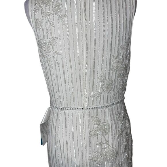 NWT MACDUGGAL White Striped Floral Embellished Sleeveless Midi Dress size 8 🤍 - Picture 12 of 15
